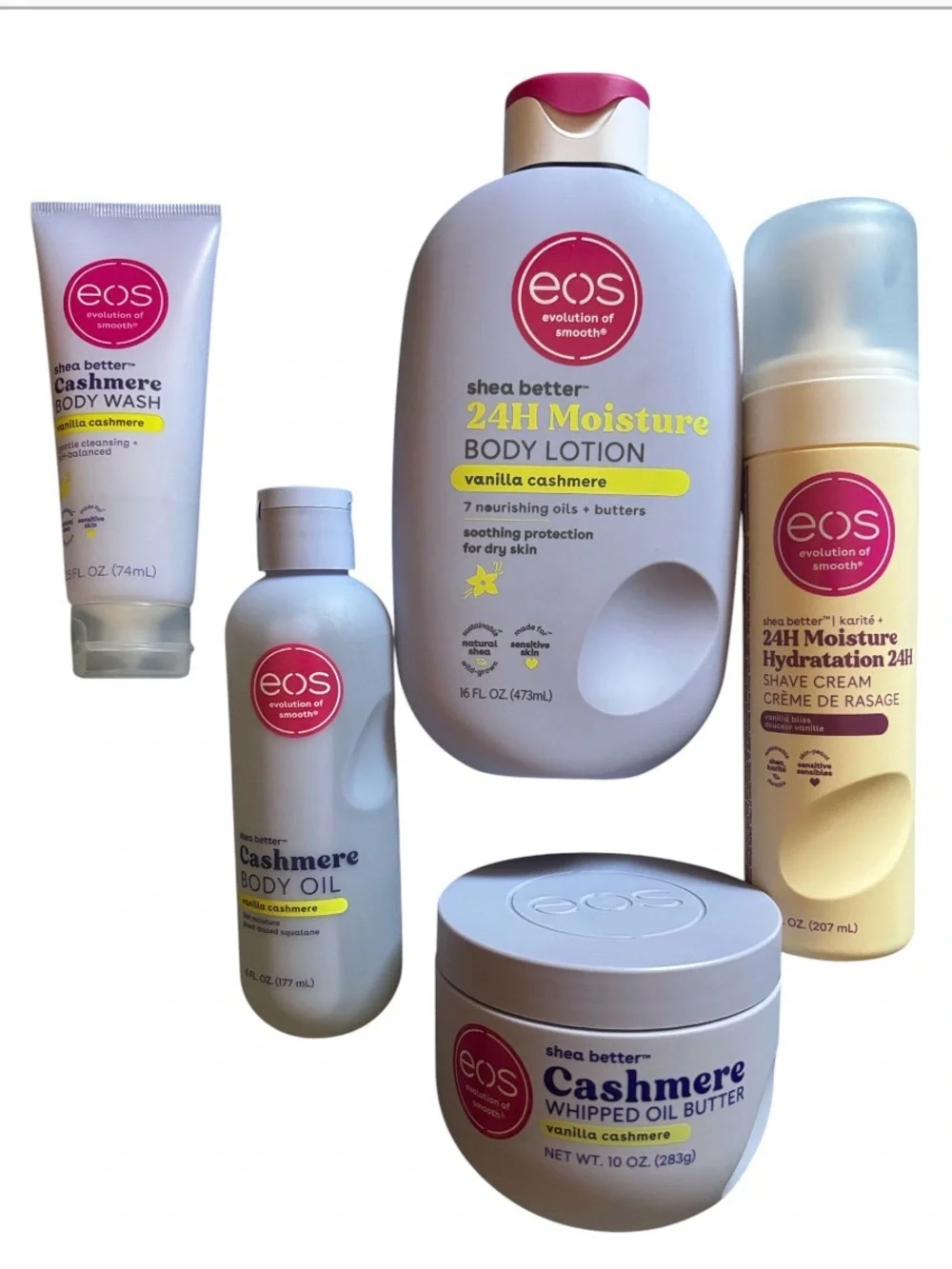 EOS VANILLA CASHMERE BUNDLE BUST! Body Lotion Whipped Oil Butter Body Oil B Wash